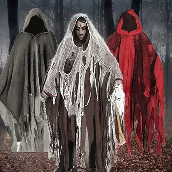 Unisex Halloween Ghost Dementors Cosplay Kostīmu Gothic Šausmu Zombiju Noplīsis Kapuci Apmetņi Dienā Mirušo Personu Aksesuārus, Apmetņi Ar Kapuci