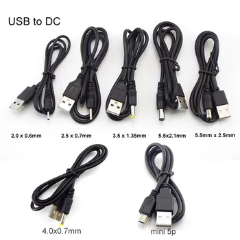 USB A tipa Vīrietis uz DC 5.5 2.1 2.5 2.0 3.5x1.35 4.0x1.7mm vīriešu mini 5pin barošanas Spraudnis Ligzda paplašināt uzlādes kabeļa savienotājs c