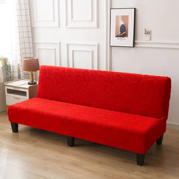Žakarda Elastīgs Armless Sofa Bed Cover Regulējams Stiept Dīvāns Locīšanas Gultas Pārklāji Slipcovers Aizsargs Sols Futon Vāciņu